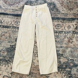 Reformation Lexi High Rise Wide Leg Cream Denim Jeans